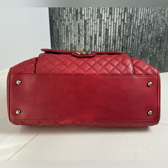 ❤️‍🔥Chanel CC Front Flap Pocket Large Shopping Tote Red Caviar - Picture 8 of 16